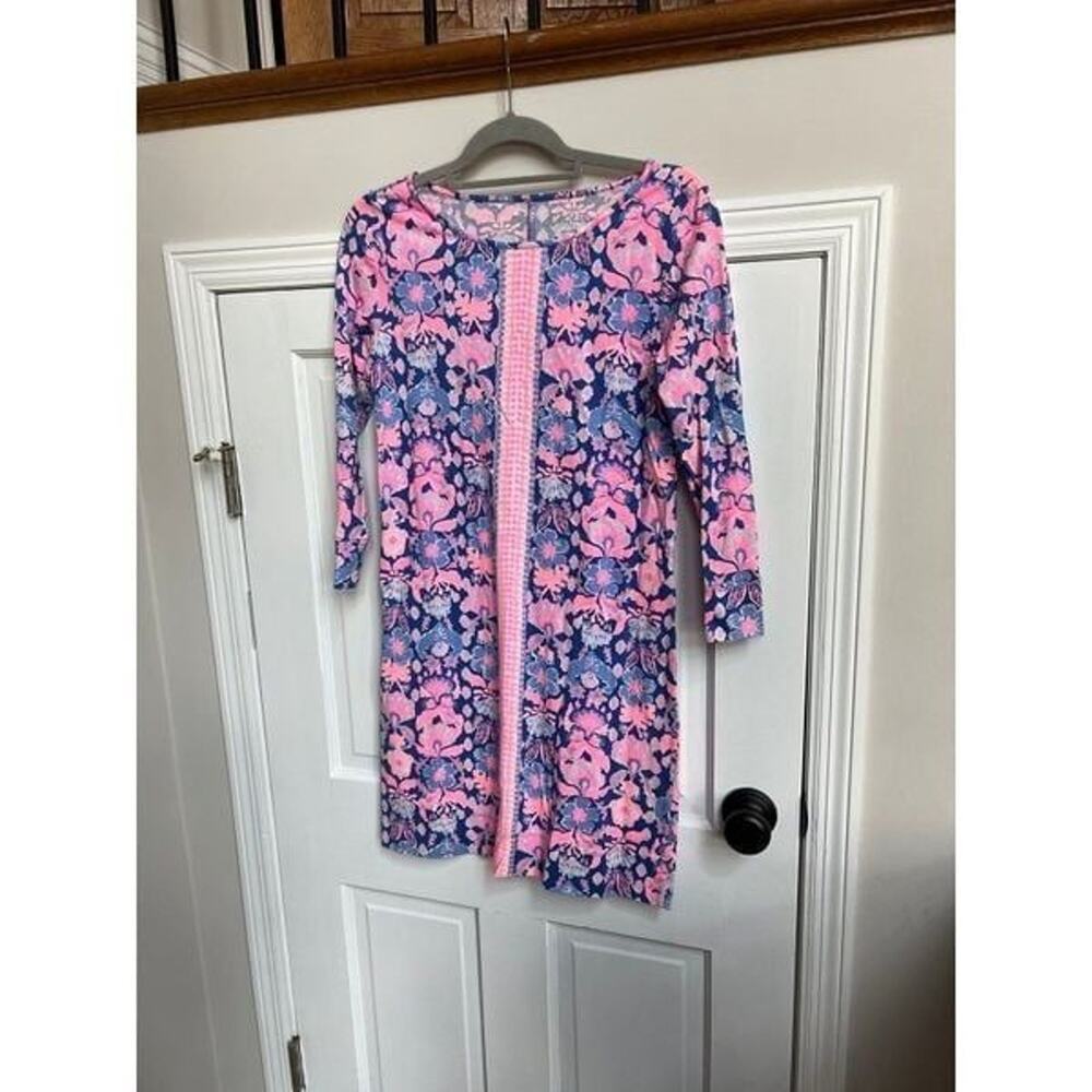 Lilly Pulitzer Marlowe Iris Blue Werk It Shirt Dress Pima Floral Women's Small S